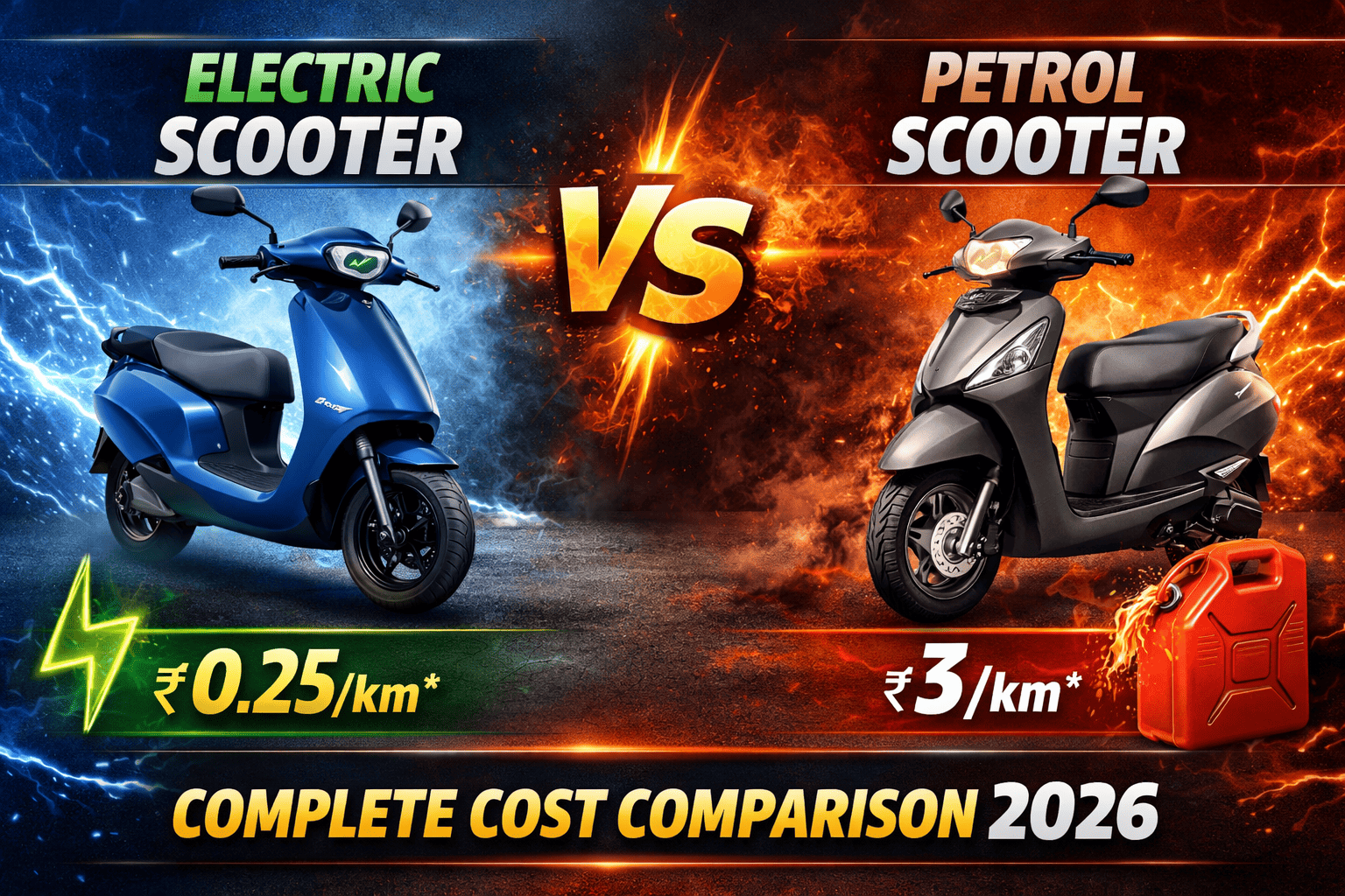 Electric Scooter vs Petrol Scooter – Complete Cost Comparison 2026